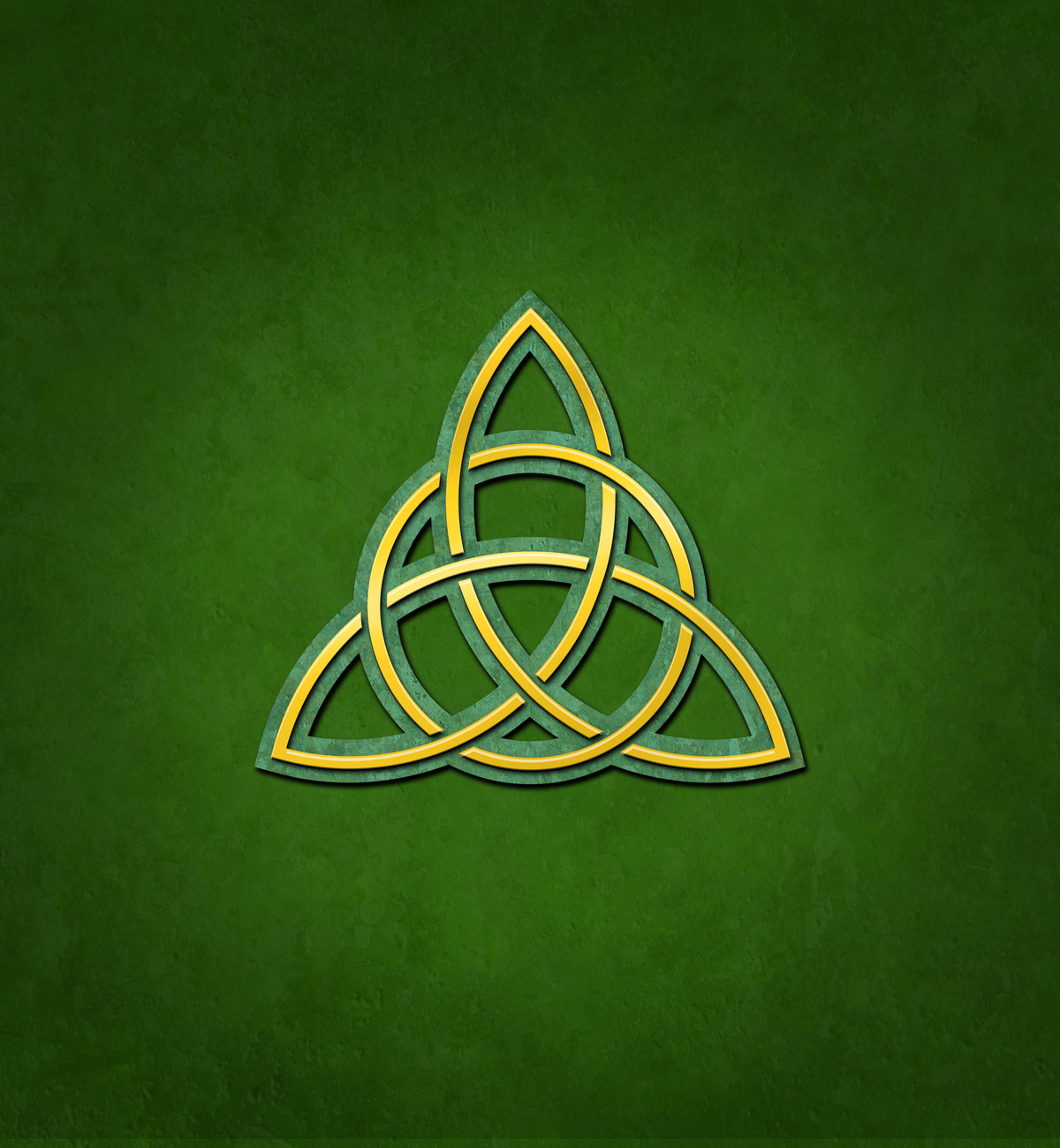 Celtic Trinity Knot or Triquetra against Green